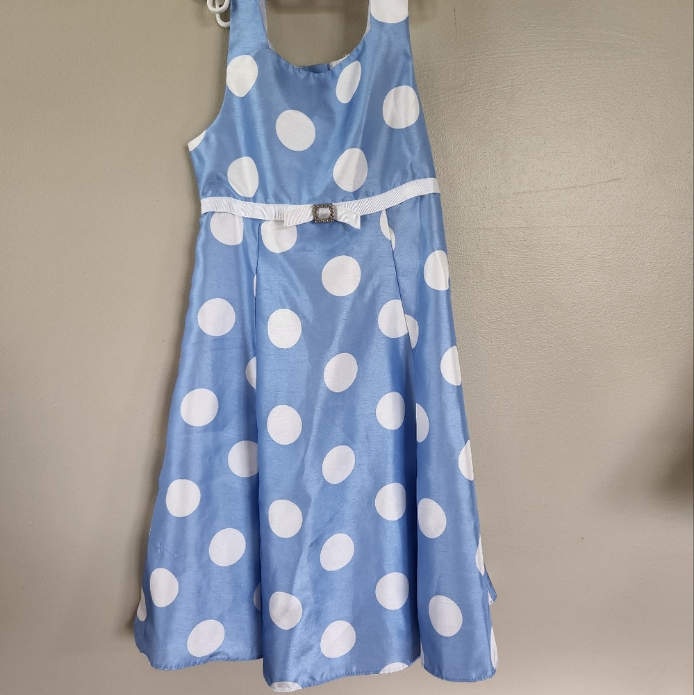 Blue and white polka-dot dress size 7
